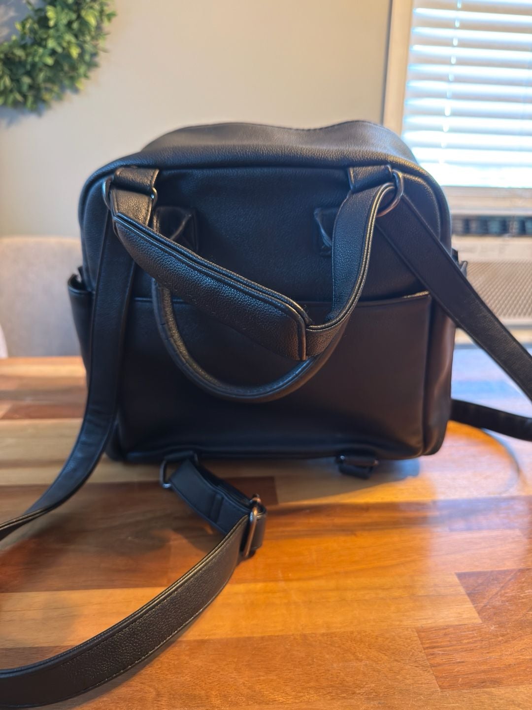 Ayla & Co Convertible Diaper Bag Mini Black Vegan Leather 4