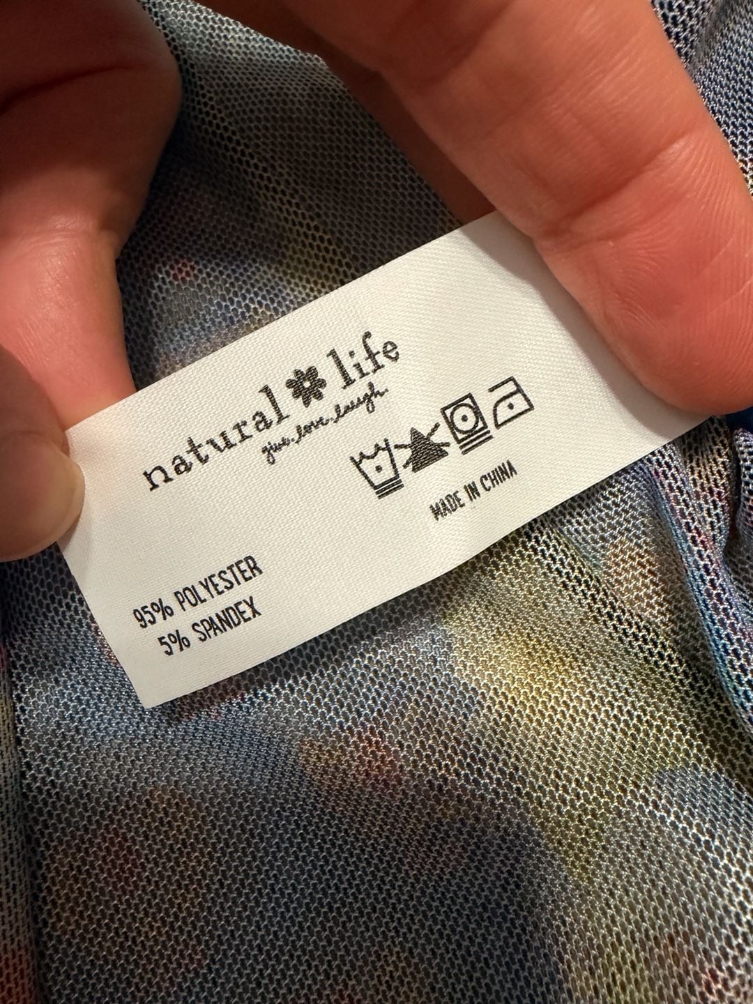 Natural Life Sierra Ruffle Mesh Top Size S Blue Patchwork 6