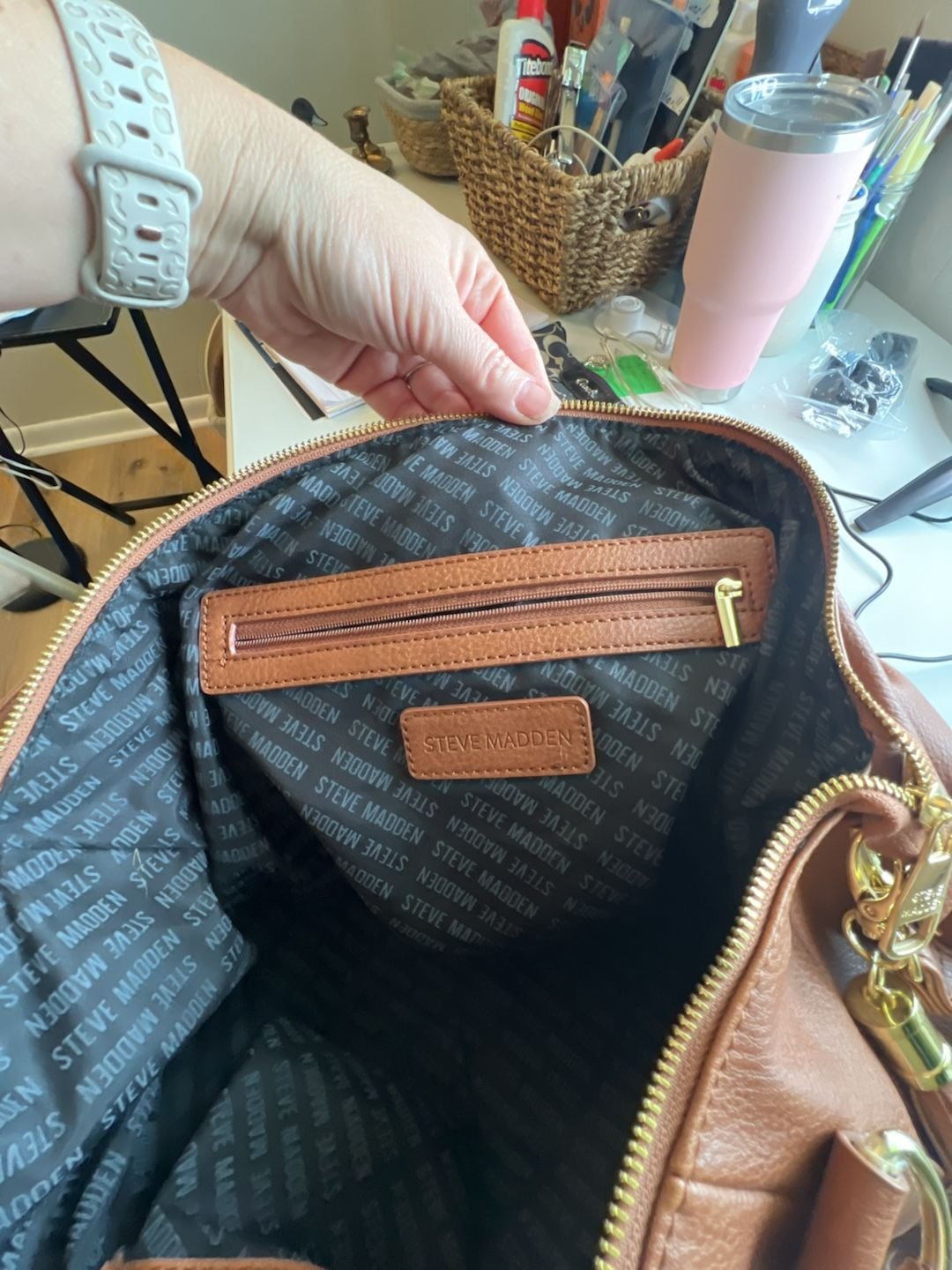 Steve Madden Brown Faux Leather Shoulder Bag with Tassel 9