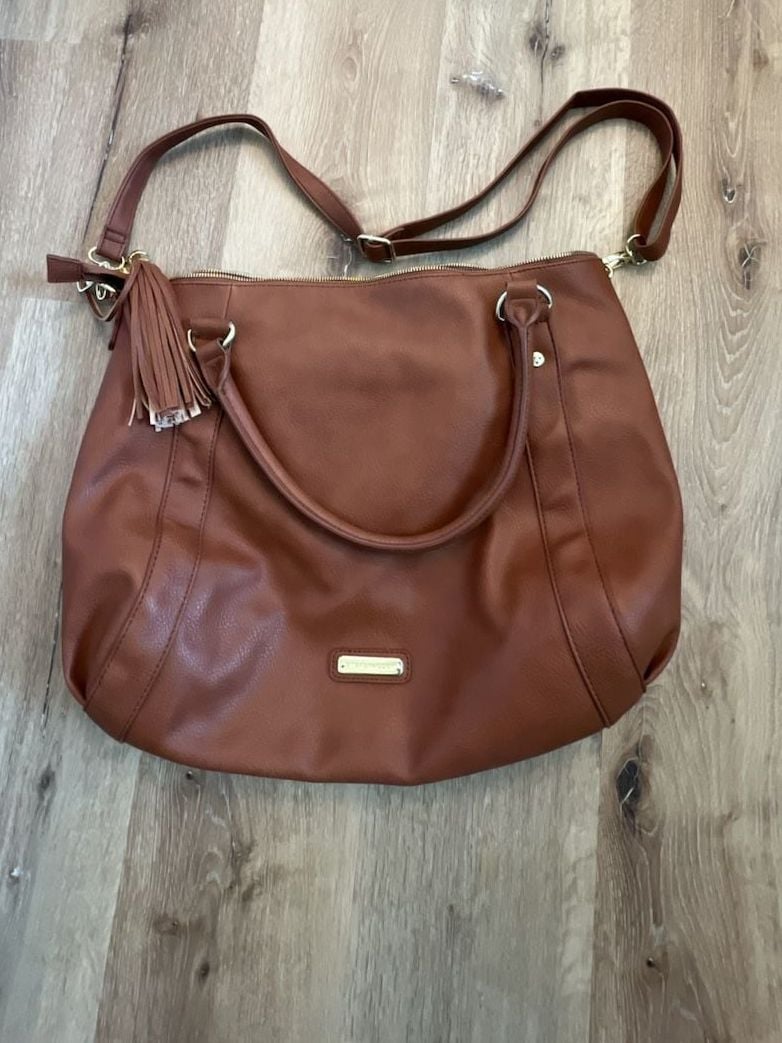 Steve Madden Brown Faux Leather Shoulder Bag with Tassel 2