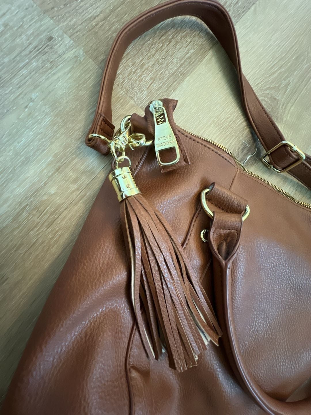 Steve Madden Brown Faux Leather Shoulder Bag with Tassel 4