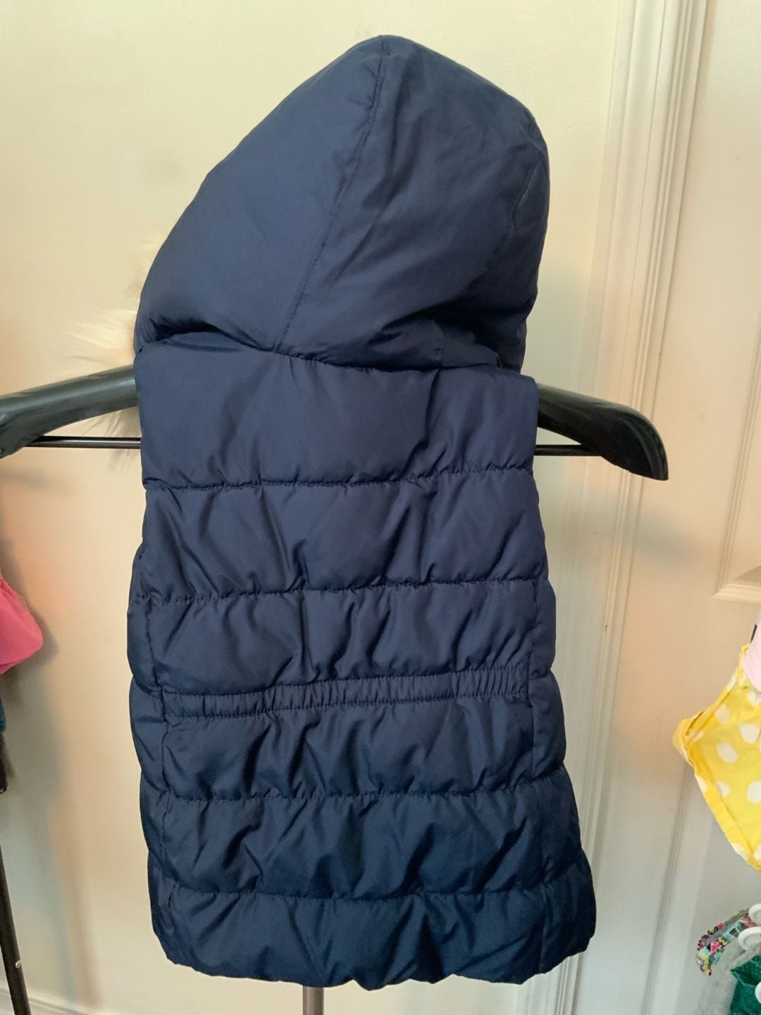 BabyGap Puffer Vest Girls Size 5 Years Blue Faux Fur Hood 5