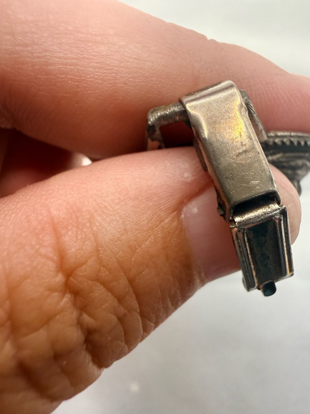 Vintage Silver Tone Green Link Bracelet Size 7 Inch 8