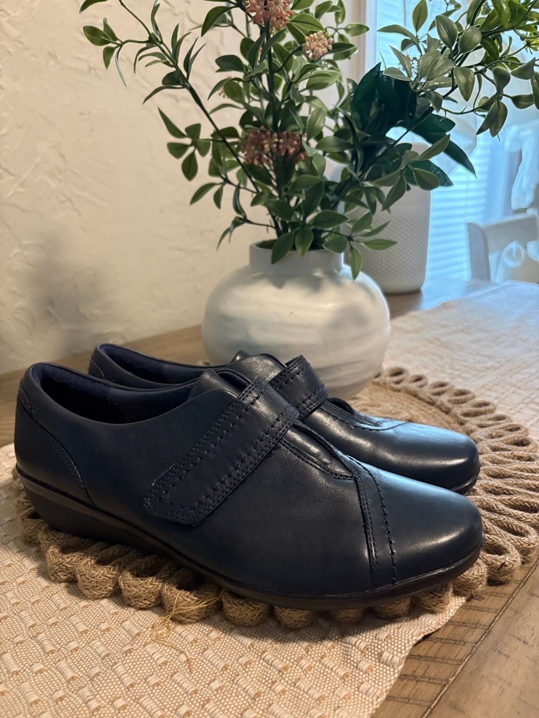 Clarks Everlay Dixey Blackish blue Leather Comfort Shoe 7