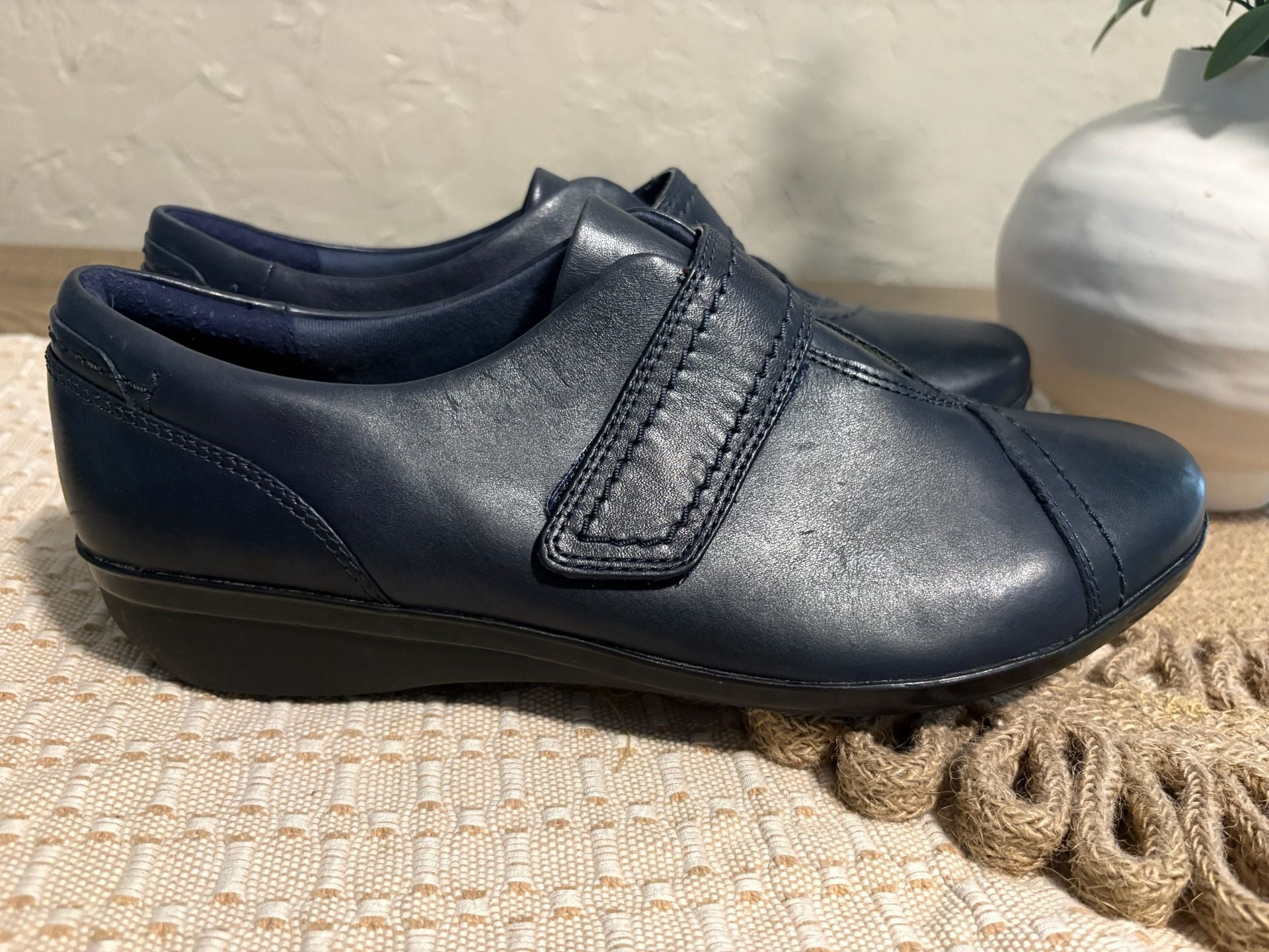 Clarks Everlay Dixey Blackish blue Leather Comfort Shoe 10