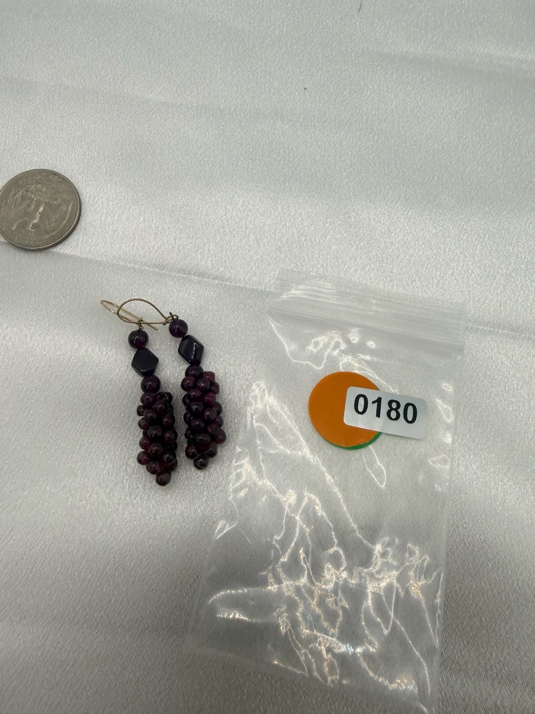 Vintage Garnet Grape Cluster Dangle Drop Earrings 3
