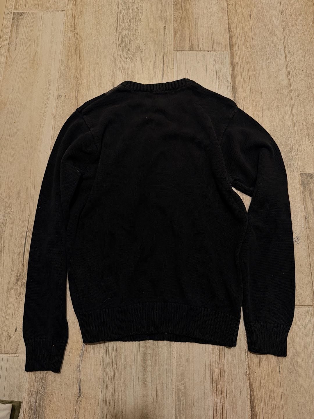 Basic Editions Crew Neck Sweater Size M Black Gray Color Block Cotton Blend 4