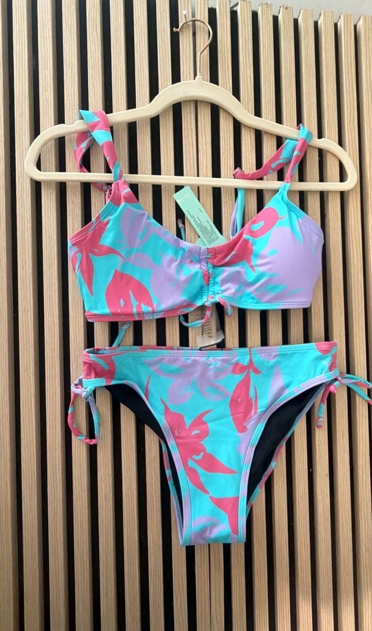 Zaful Floral Bikini Set Size Small Blue Pink 1