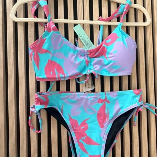 Zaful Floral Bikini Set Size Small Blue Pink