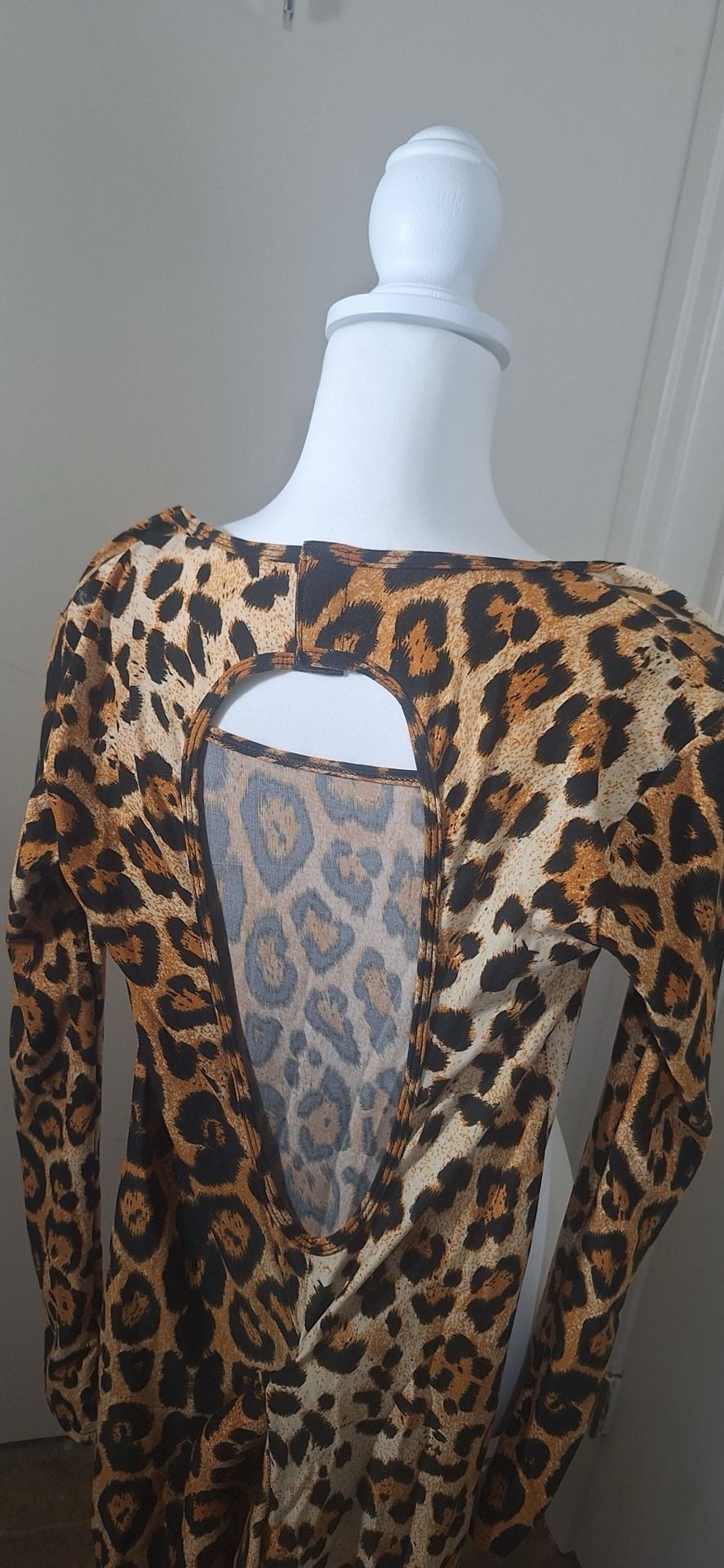 Leopard Print Long Sleeve Jumpsuit With Attached Tail 10
