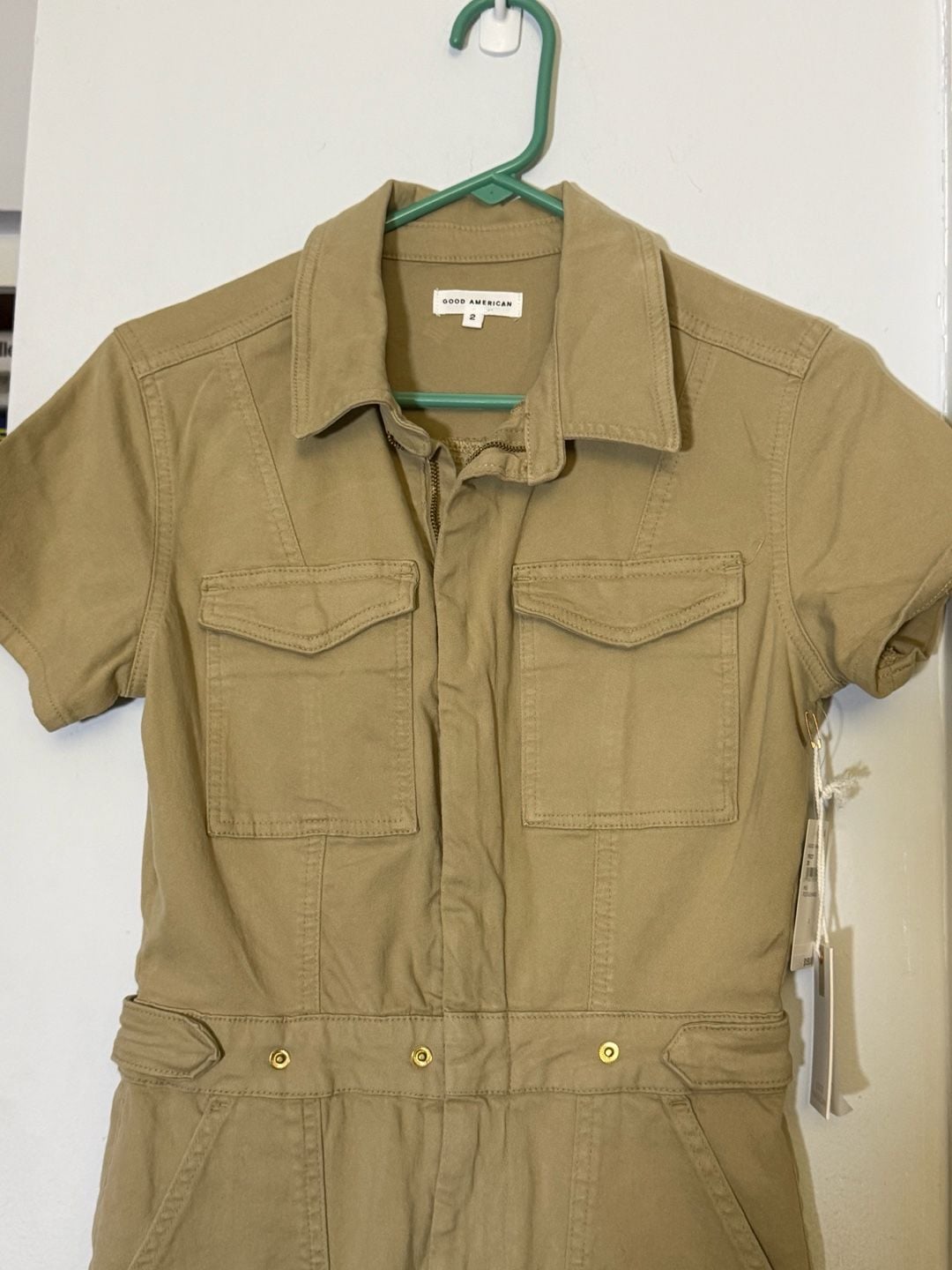 Good American Fit For Success Jumpsuit Size 2 Postal Khaki NWT 4