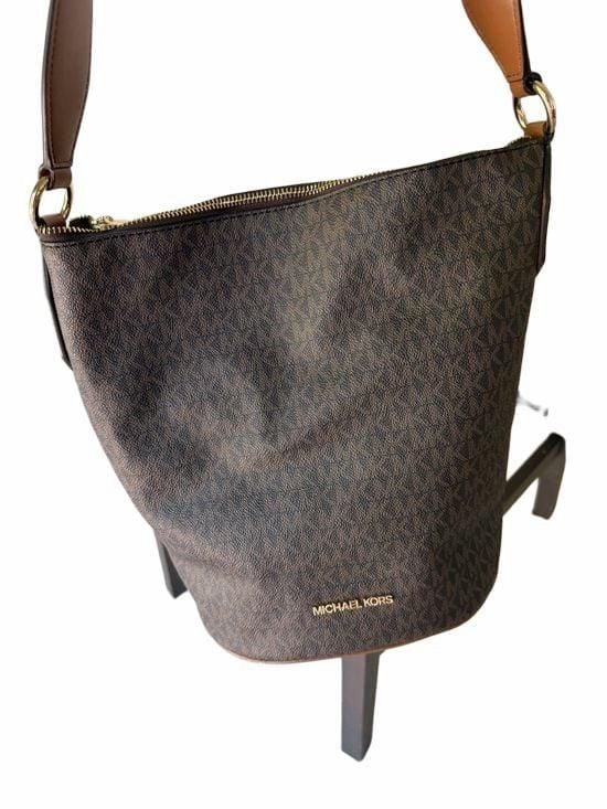 Michael Kors Brown Saffiano Leather Shoulder Tote Bag Large MK Purse 3