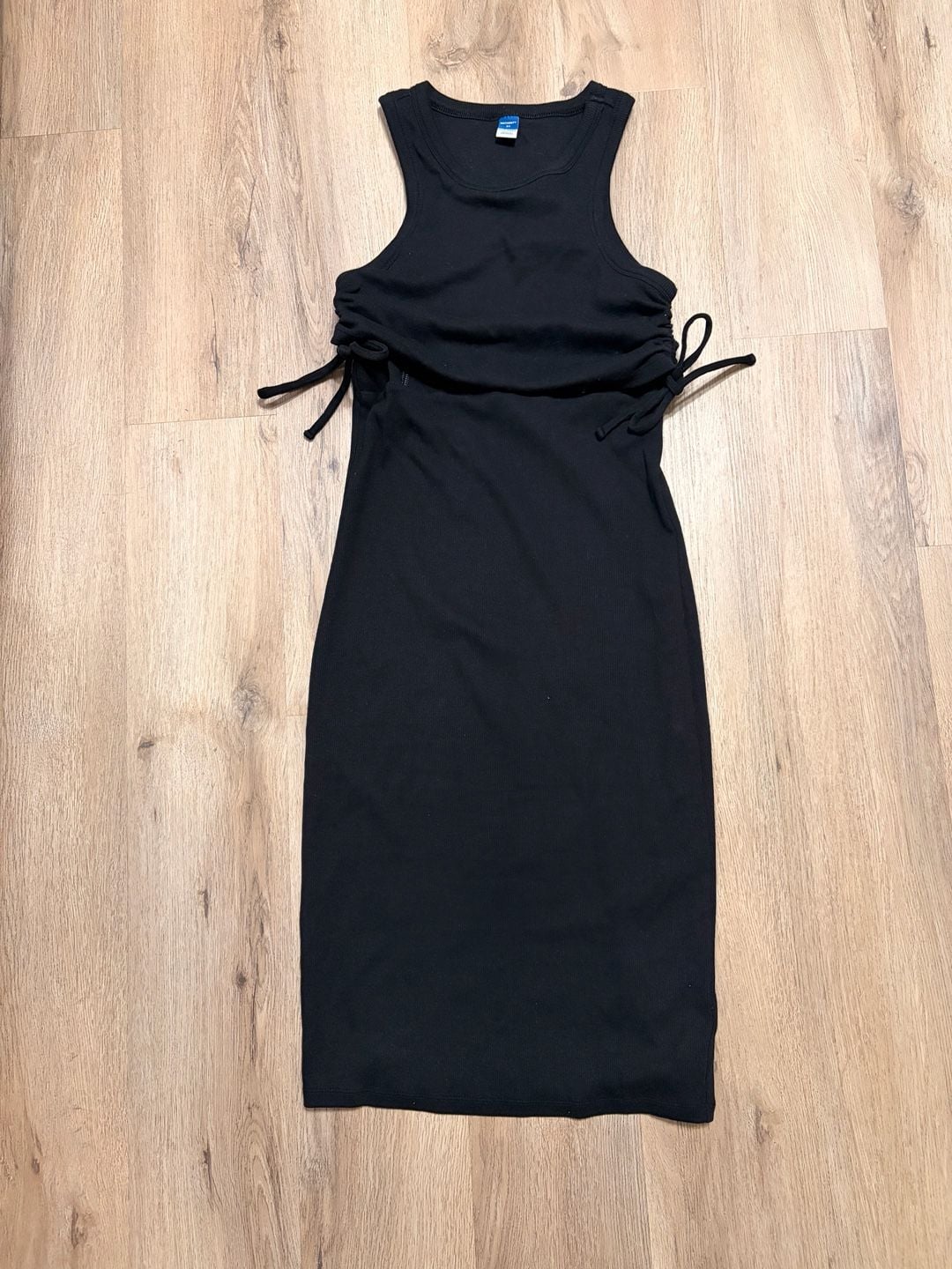 Old Navy Maternity Midi Dress Size XS Black Nursing Ribbed Side Tie 3