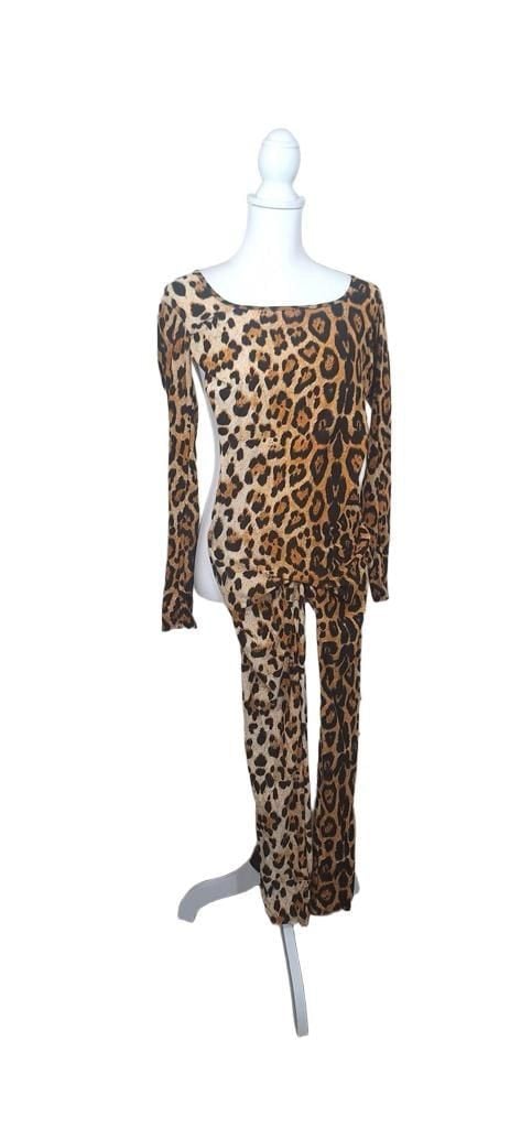 Leopard Print Long Sleeve Jumpsuit With Attached Tail 4