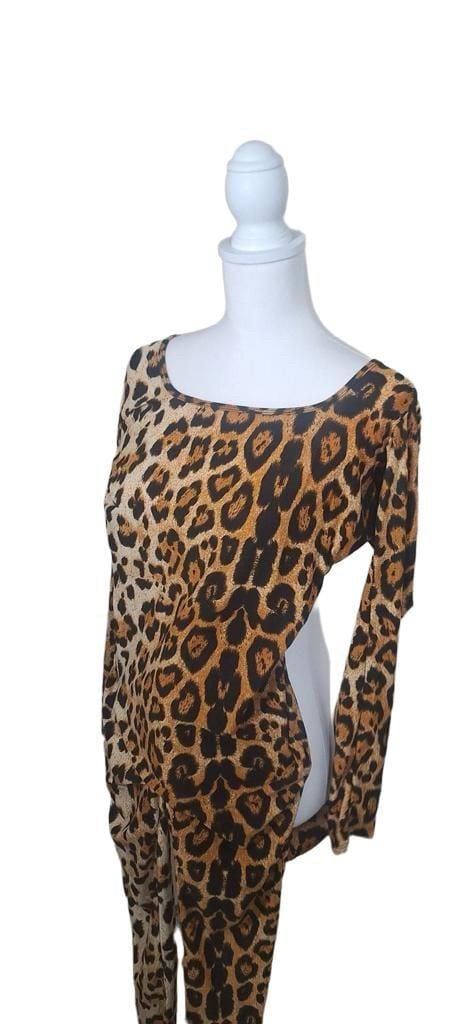 Leopard Print Long Sleeve Jumpsuit With Attached Tail 2