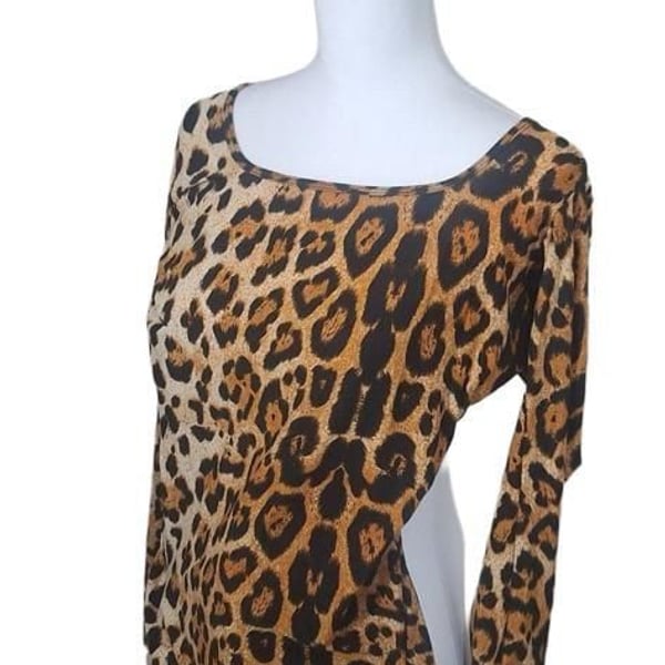 Leopard Print Long Sleeve Jumpsuit With Attached Tail