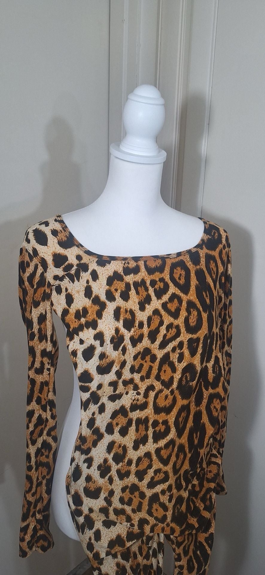 Leopard Print Long Sleeve Jumpsuit With Attached Tail 5