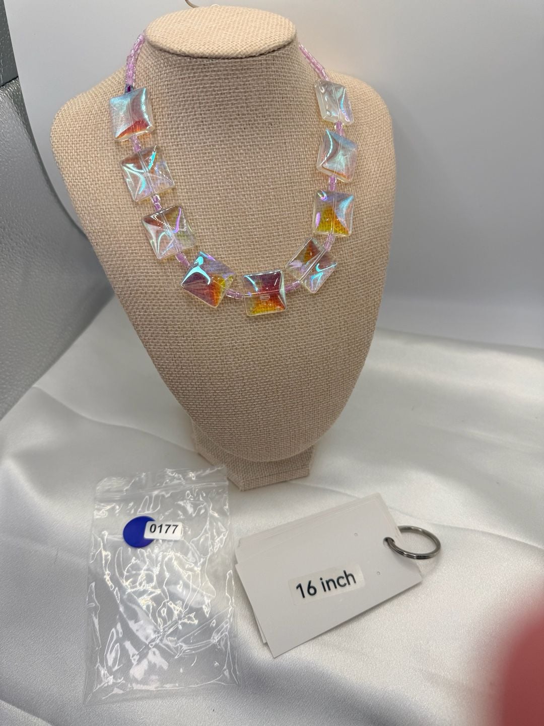 Handmade Aurora Crystal Glass Beaded Necklace 16 Inch 3