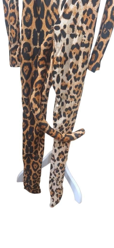 Leopard Print Long Sleeve Jumpsuit With Attached Tail 8