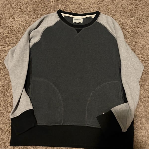 Norse Projects Sweatshirt Size M Gray Black Colorblock Crewneck