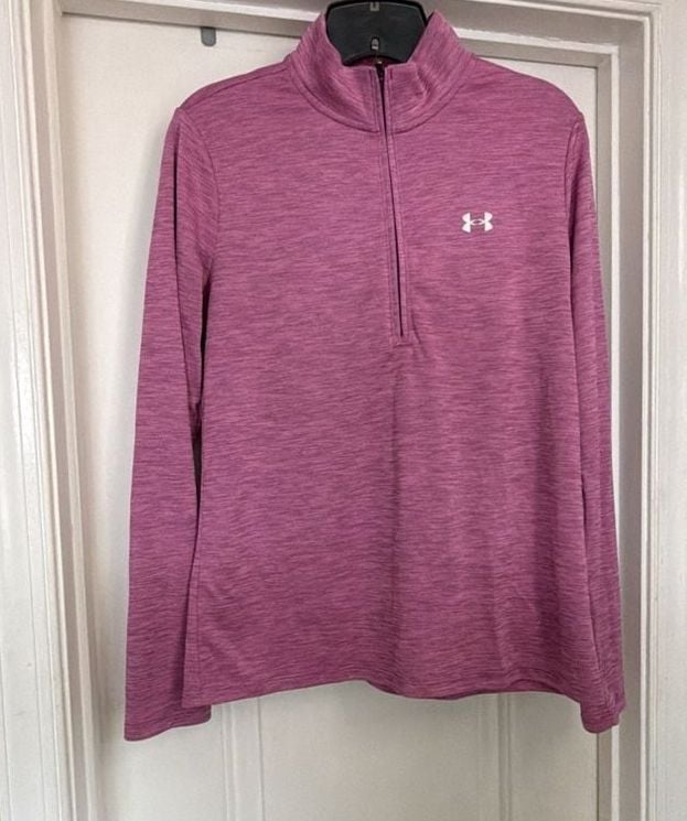 Under Armour Women's Tech Twist 1/2 Zip Long Sleeve Pullover Shirt Pink 5
