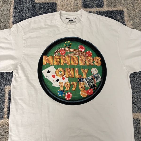 Members Only Graphic T-Shirt Size L White Vegas Casino Poker 1975