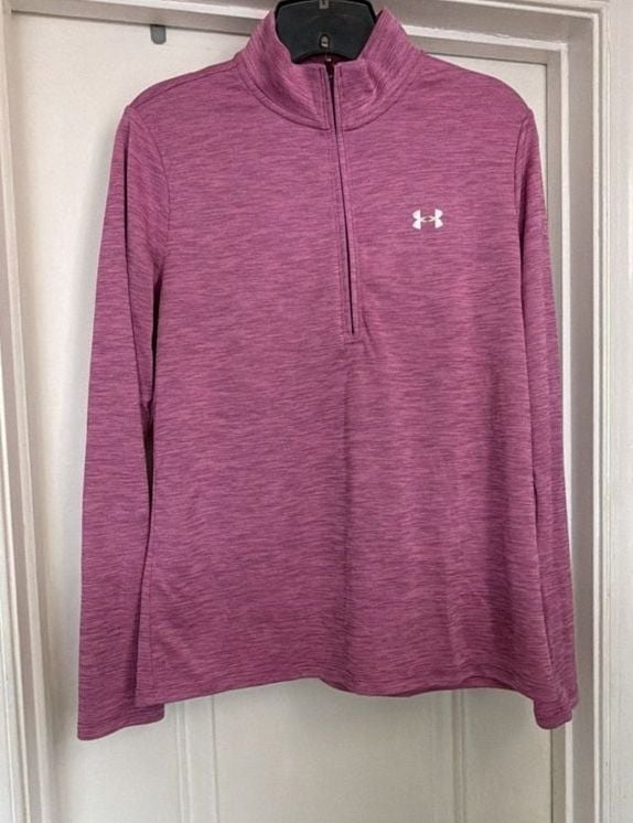 Under Armour Women's Tech Twist 1/2 Zip Long Sleeve Pullover Shirt Pink 4