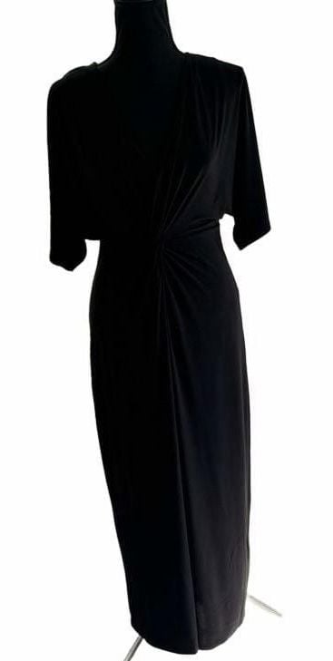 Express Black Twist Front Midi Dress Size S 2