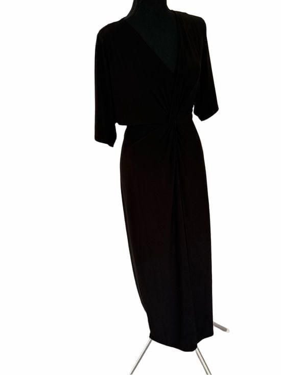 Express Black Twist Front Midi Dress Size S 5