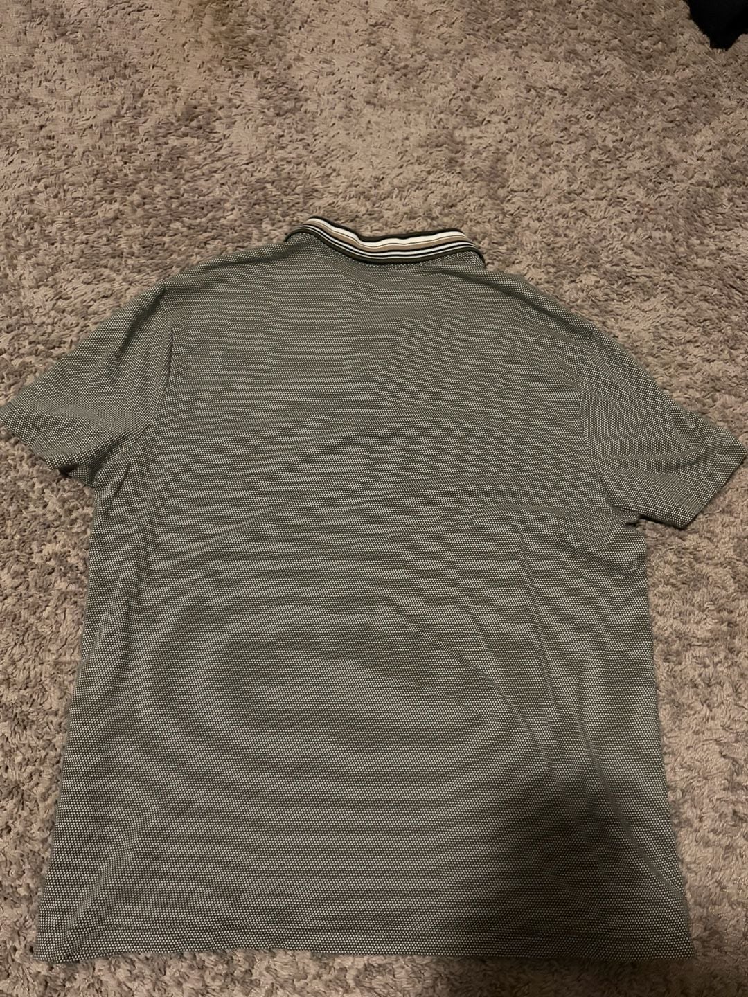 Express Polo Shirt Size XL Green Textured Knit Striped Collar 3