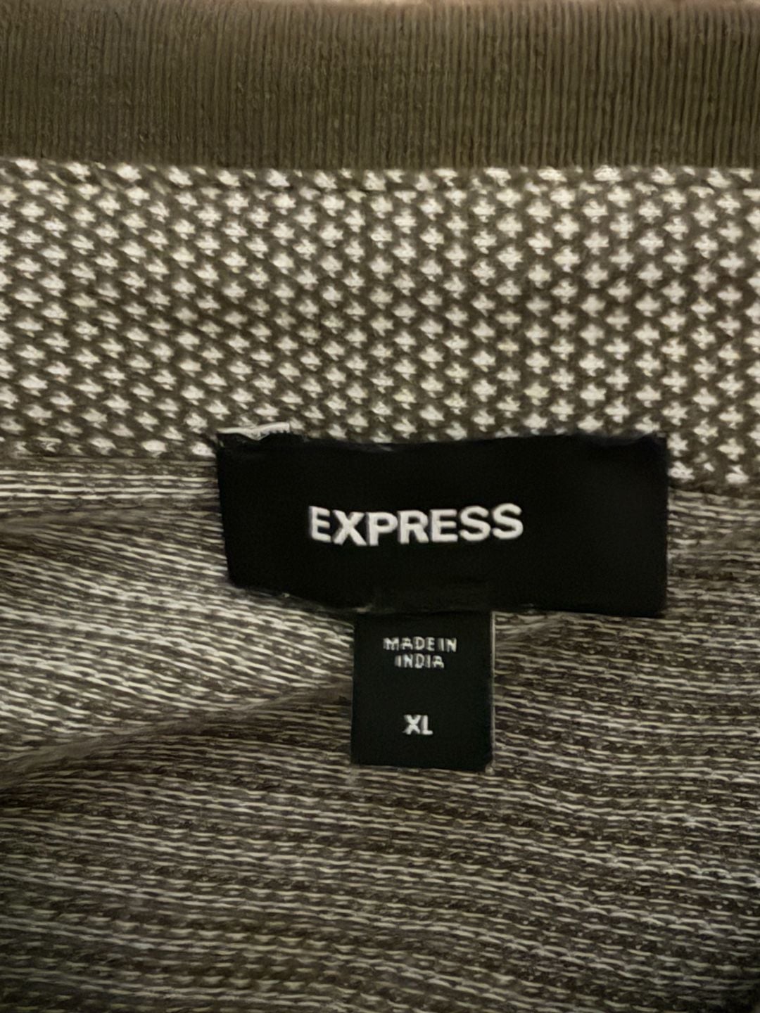 Express Polo Shirt Size XL Green Textured Knit Striped Collar 4