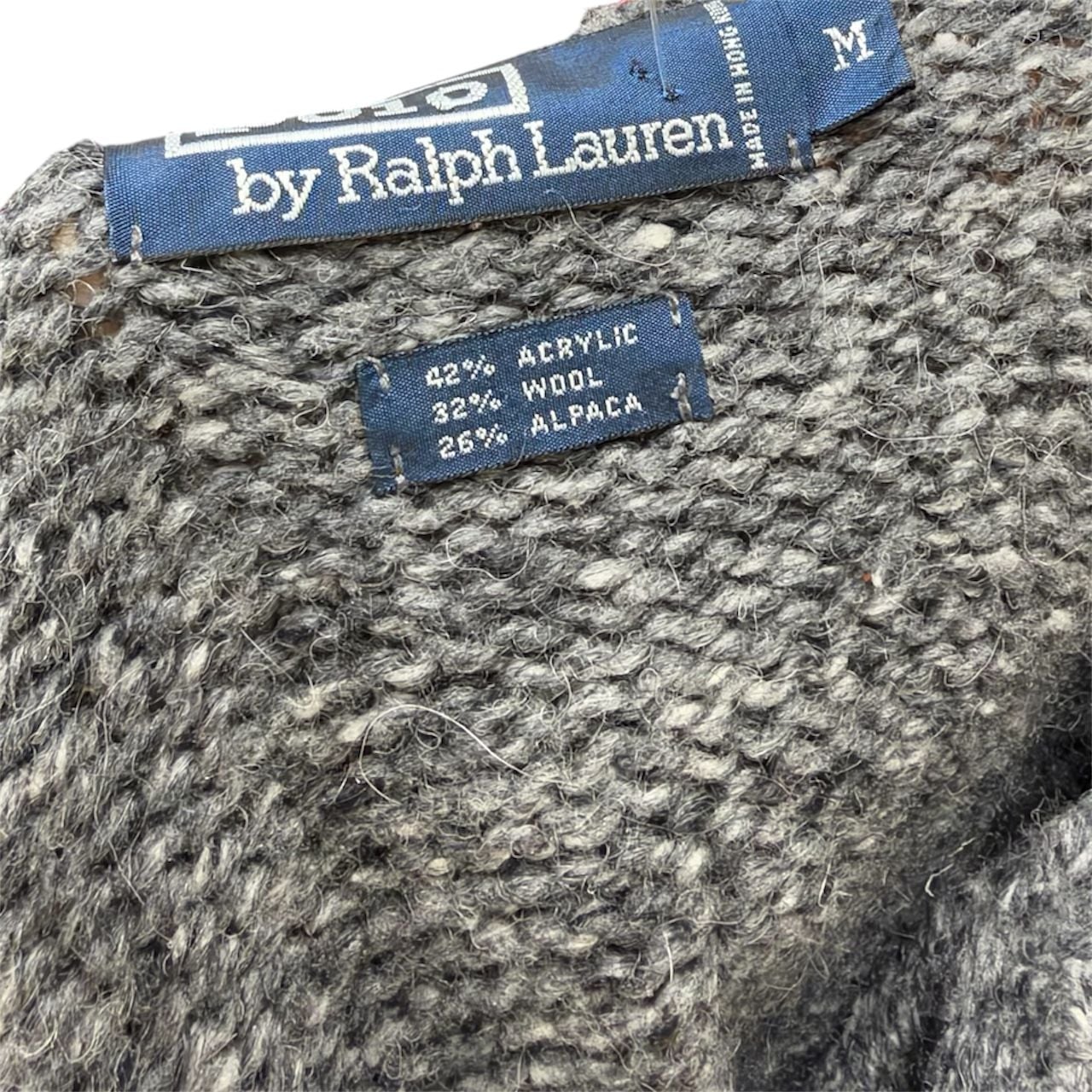 Polo By Ralph Lauren Sweater Size M Grey Alpaca Wool Blend 6