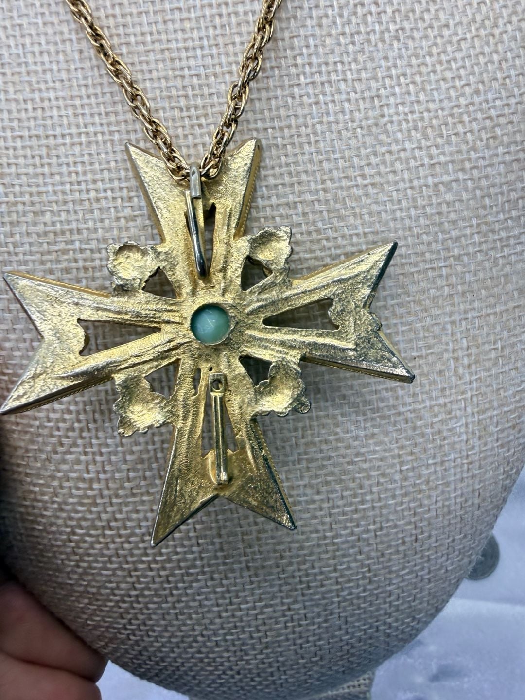 Vintage Filigree Maltese Cross Pendant Necklace 24 Inch 6