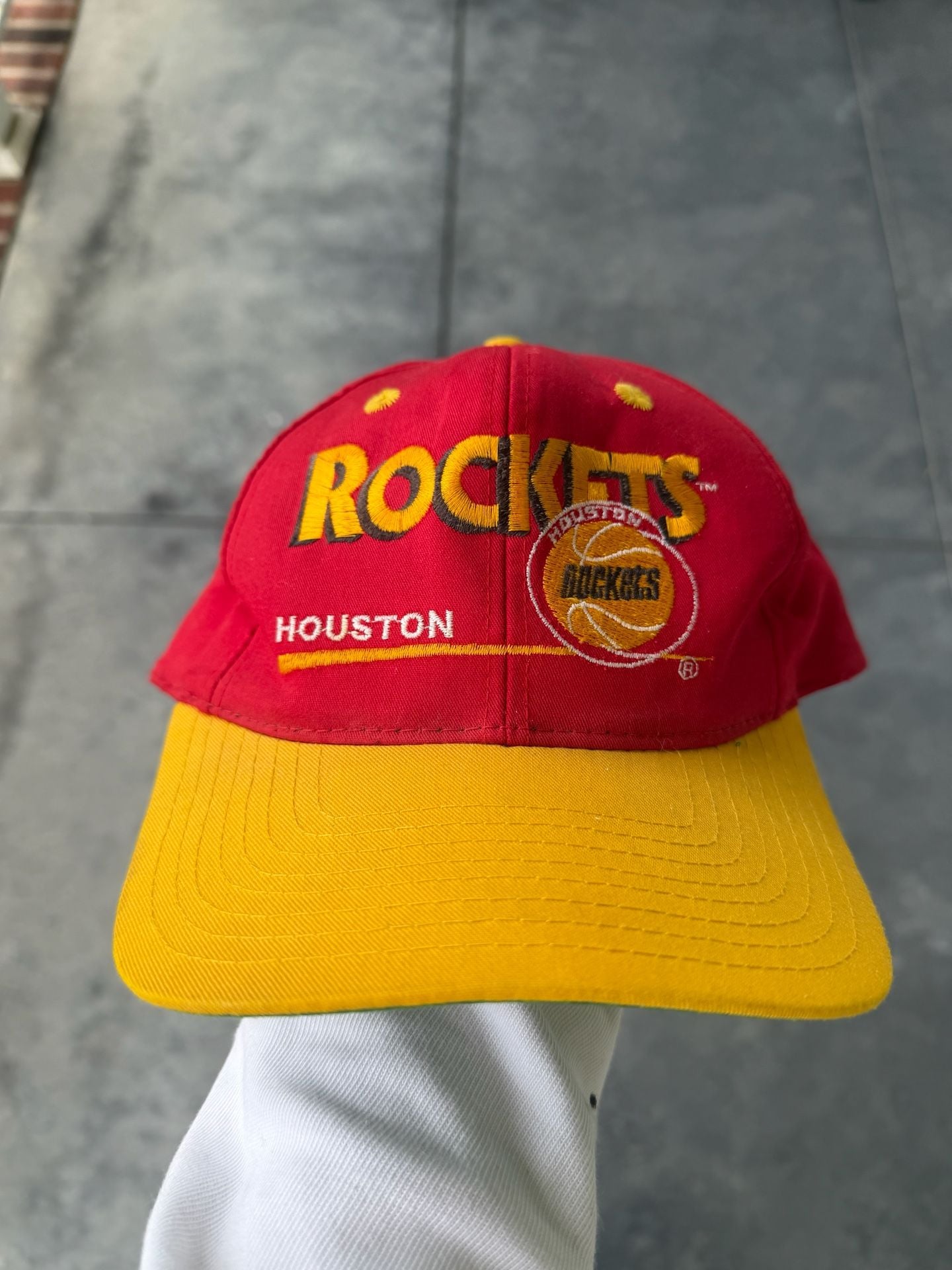 Twins Houston Rockets Snapback Hat One Size Red Yellow NBA Vintage 2