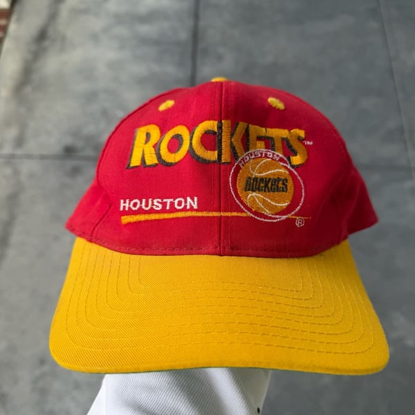 Twins Houston Rockets Snapback Hat One Size Red Yellow NBA Vintage