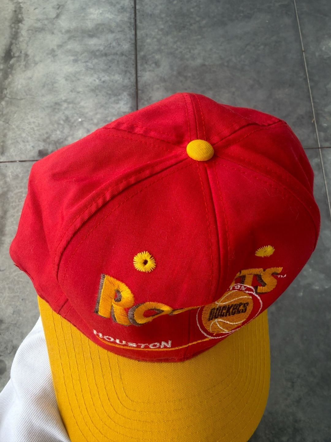 Twins Houston Rockets Snapback Hat One Size Red Yellow NBA Vintage 3