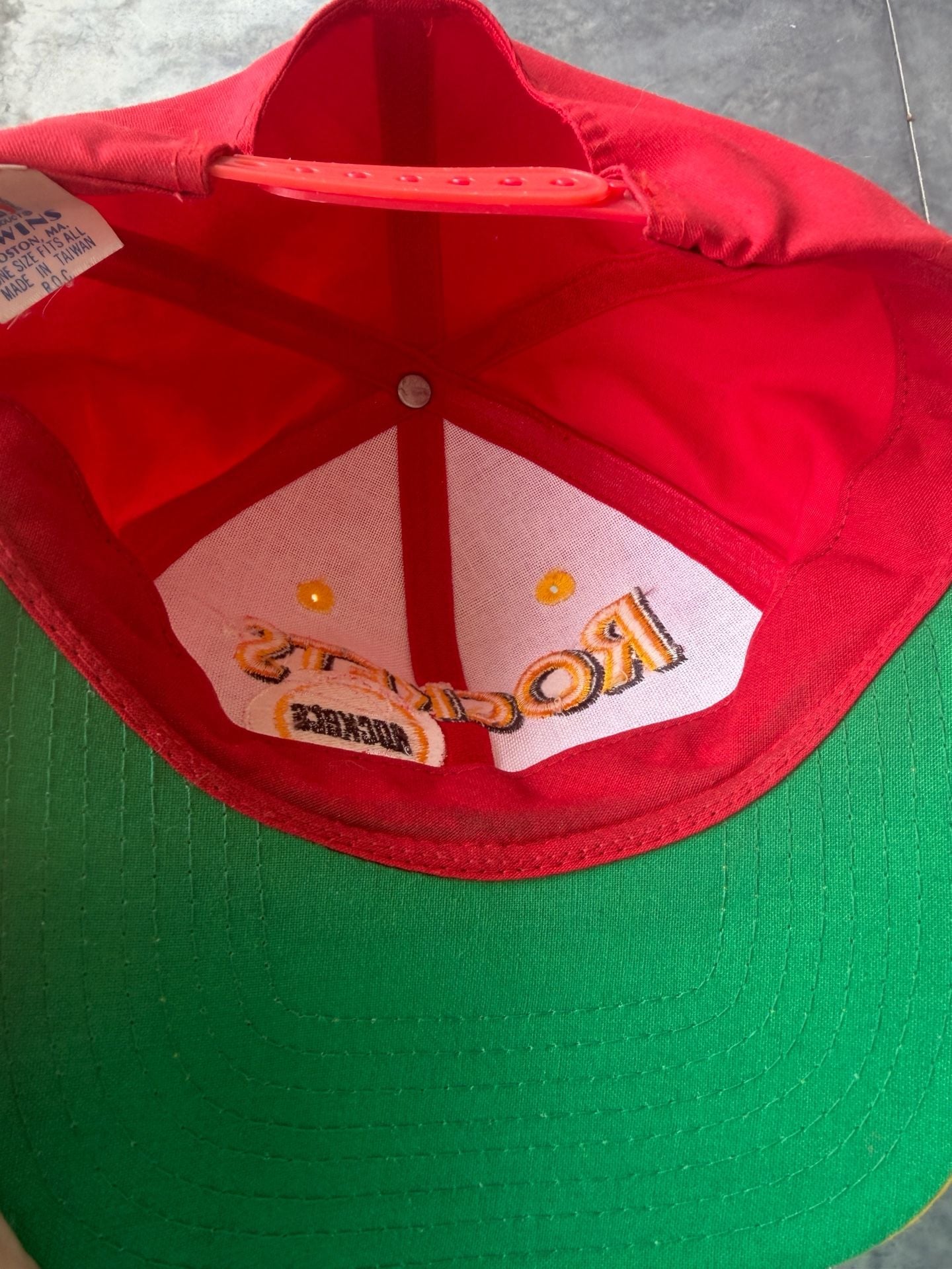Twins Houston Rockets Snapback Hat One Size Red Yellow NBA Vintage 6