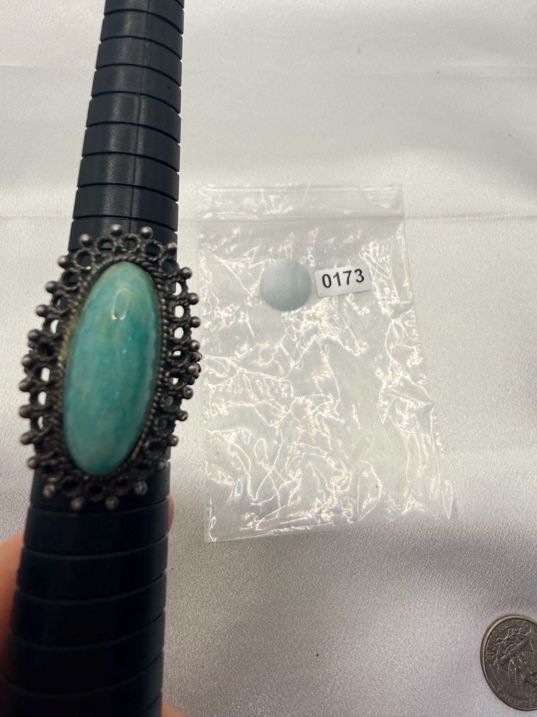 Mikkelborg Sterling Silver plated Amazonite Ring Size 7 2
