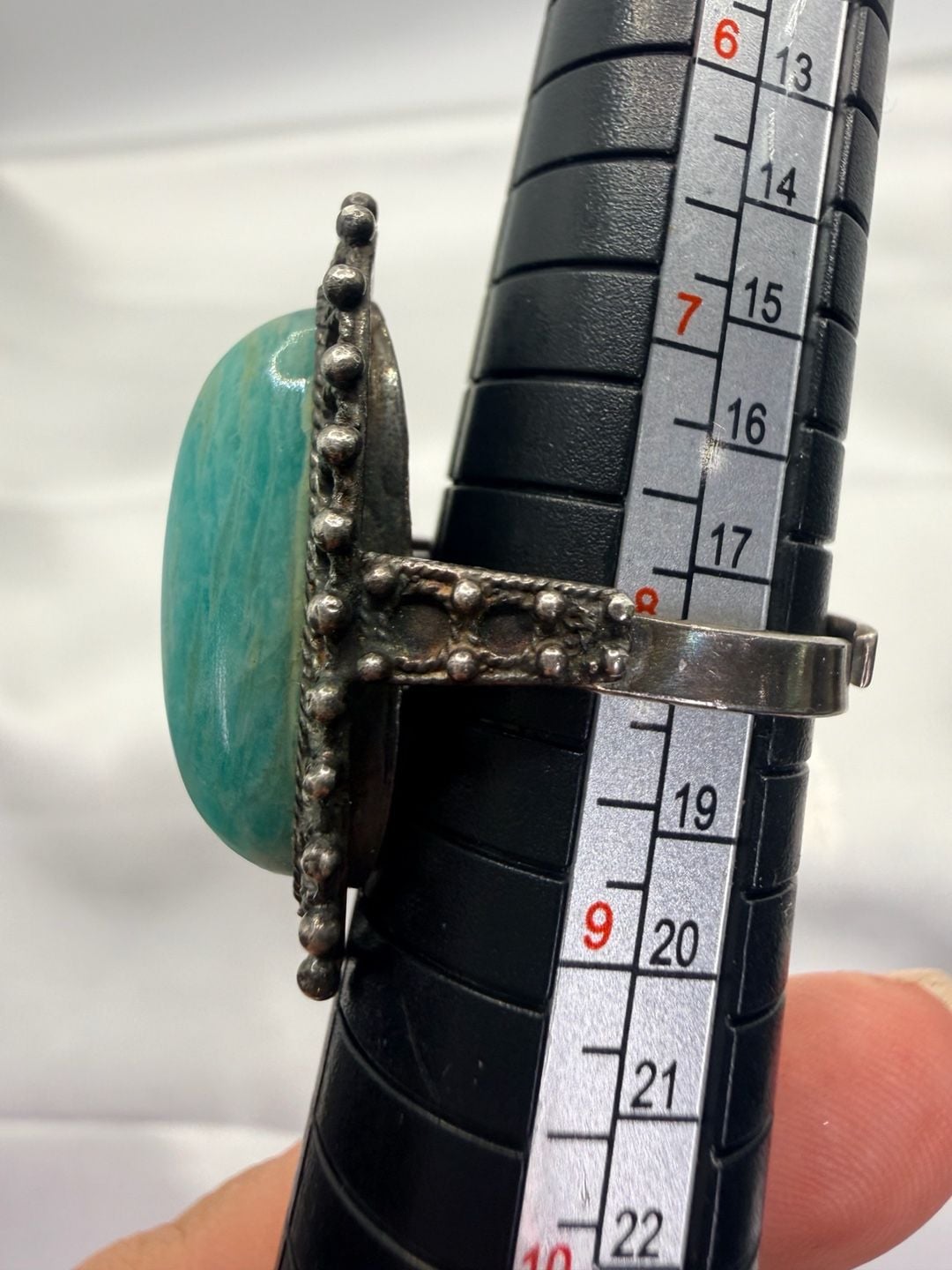Mikkelborg Sterling Silver plated Amazonite Ring Size 7 3