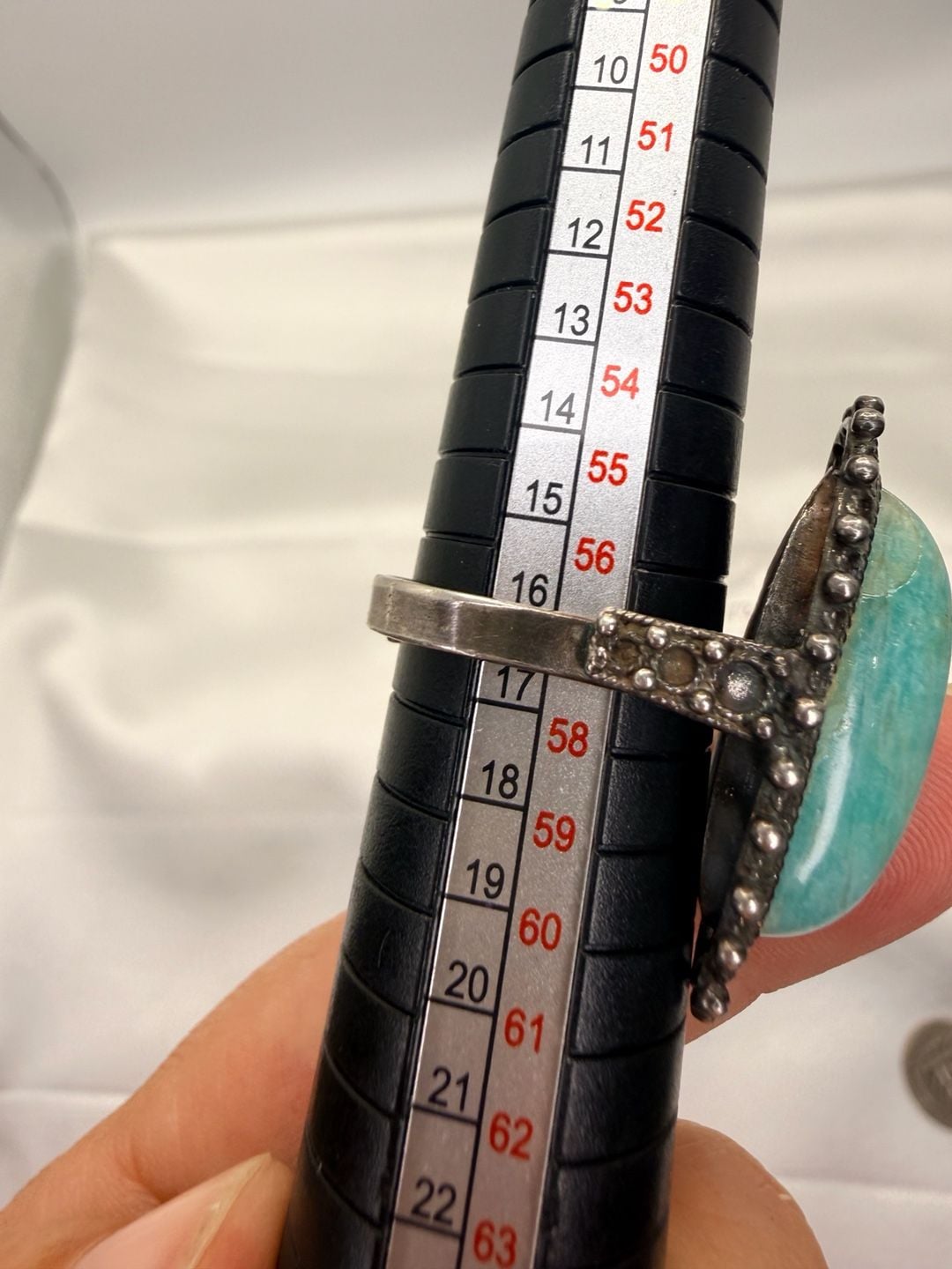 Mikkelborg Sterling Silver plated Amazonite Ring Size 7 5