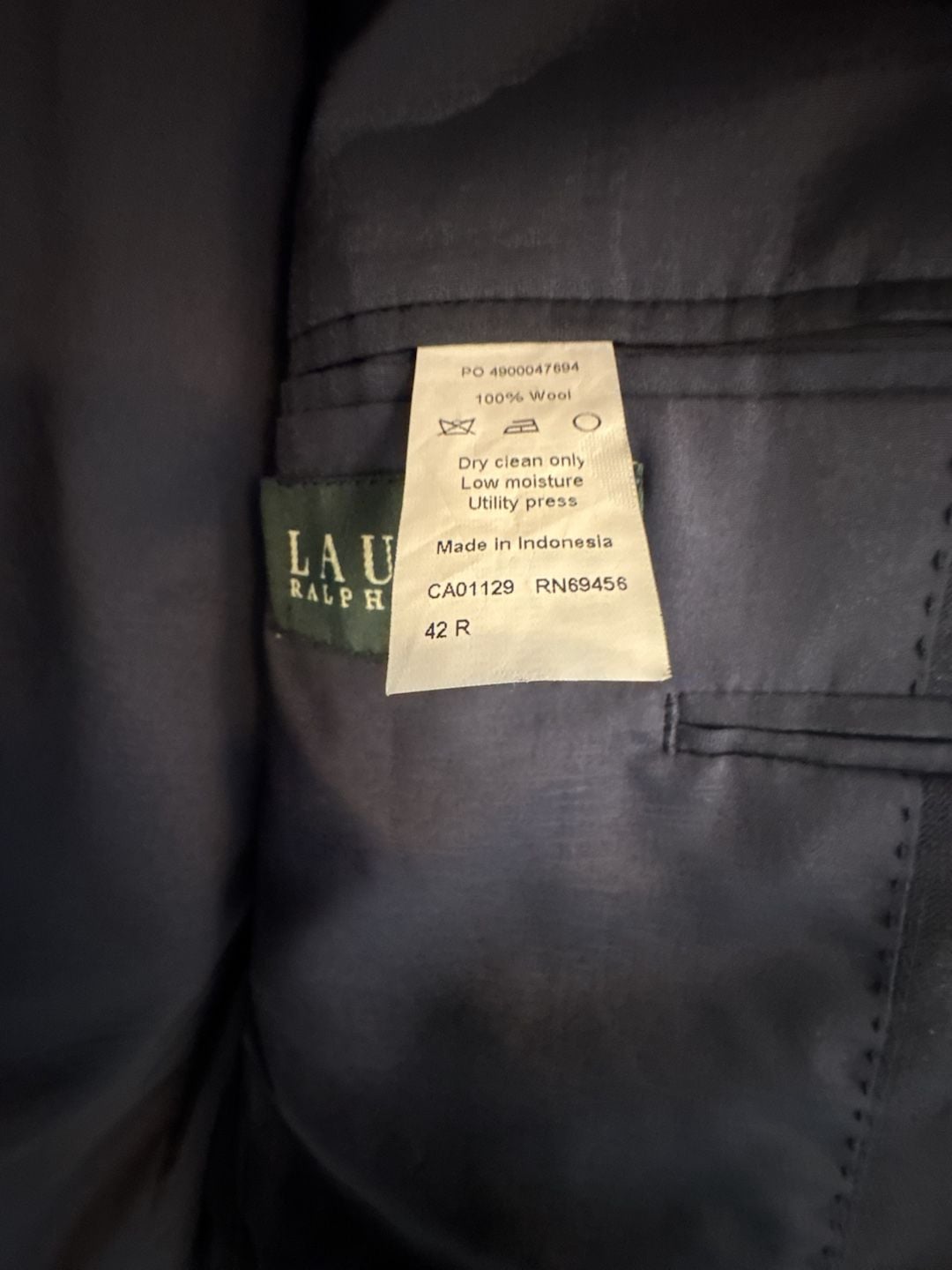 Lauren Ralph Lauren Suit Jacket Size 42 R Navy Wool 4