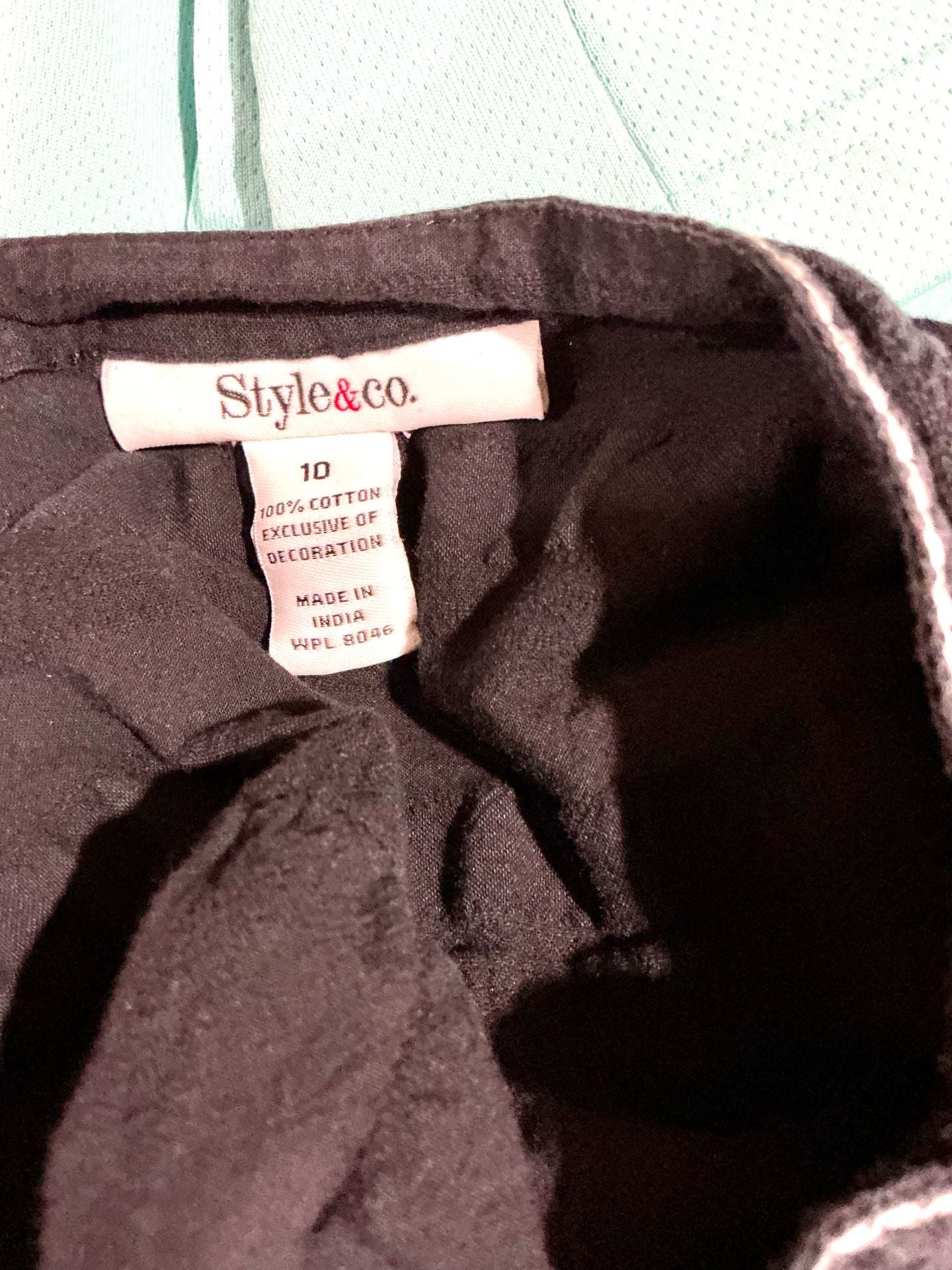 Style & Co. Tunic Size 10 Black Long Sleeve Cotton Pleated Embroidered 4