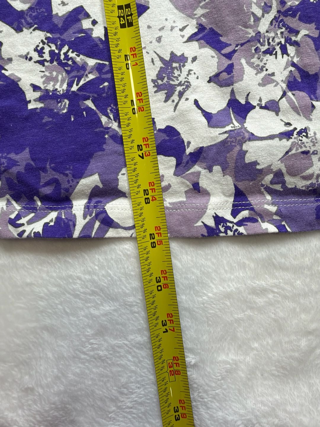 Roaman's Ultimate V-Neck Tee Size 1X Purple White Floral Cotton T-Shirt 7