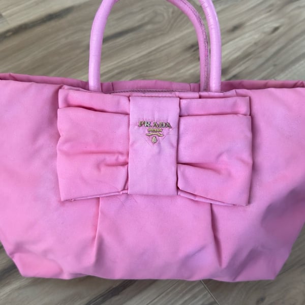 Prada Tessuto Nylon Bow Tote Bag Pink