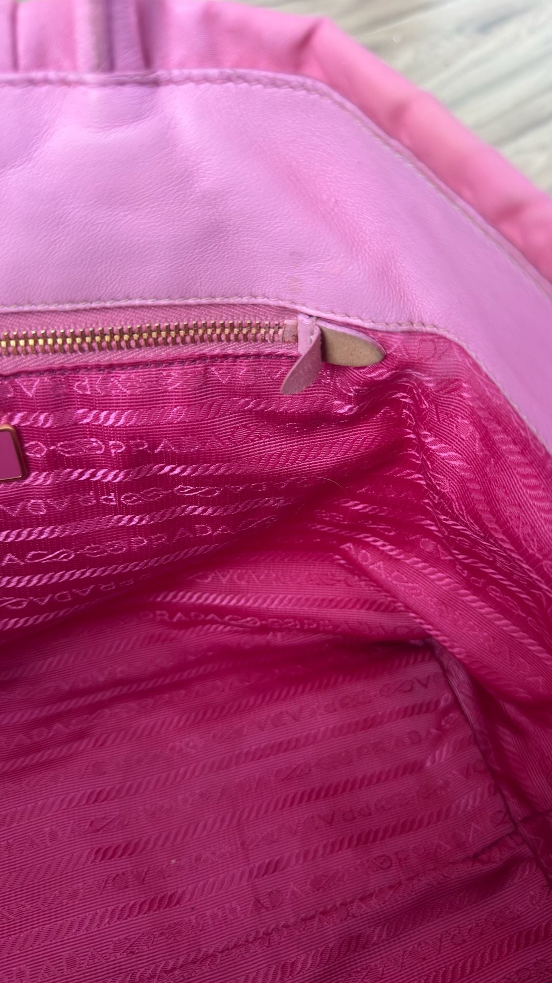 Prada Tessuto Nylon Bow Tote Bag Pink 8