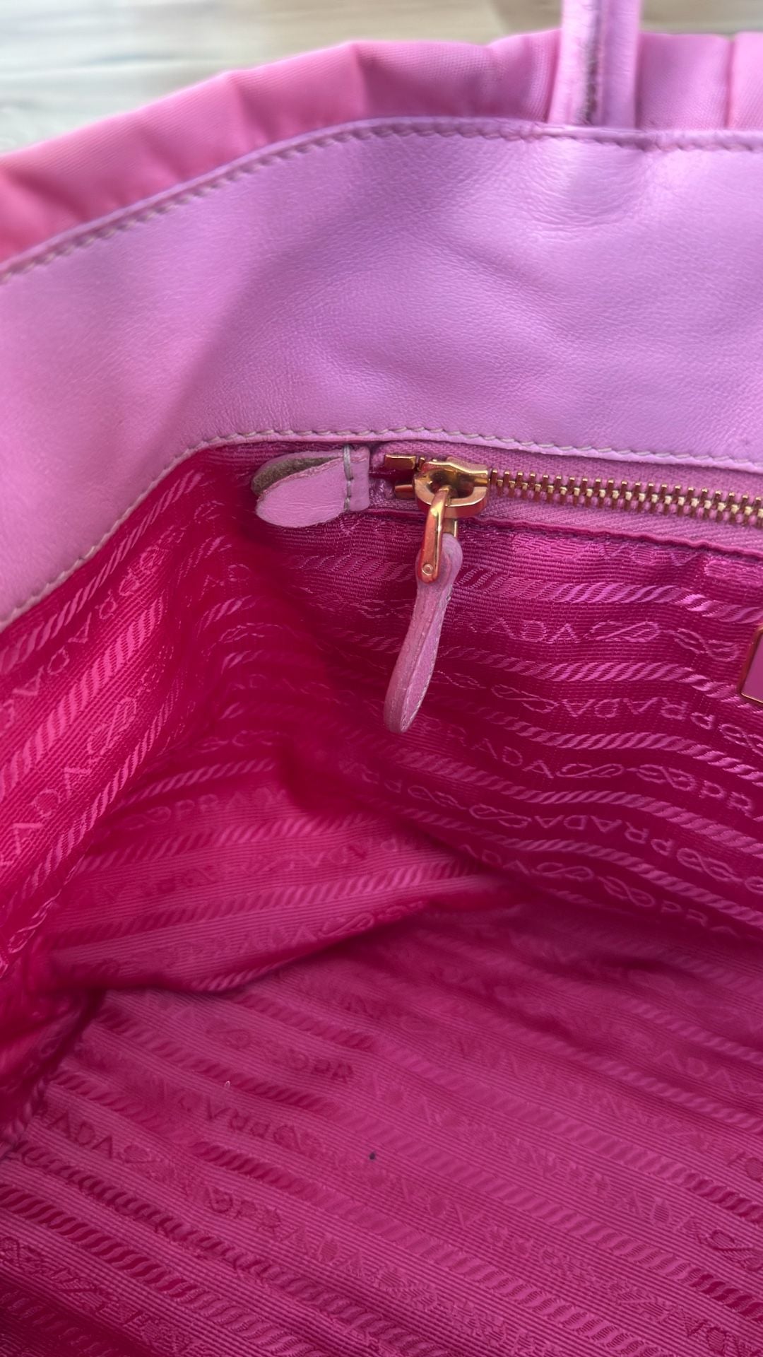 Prada Tessuto Nylon Bow Tote Bag Pink 9
