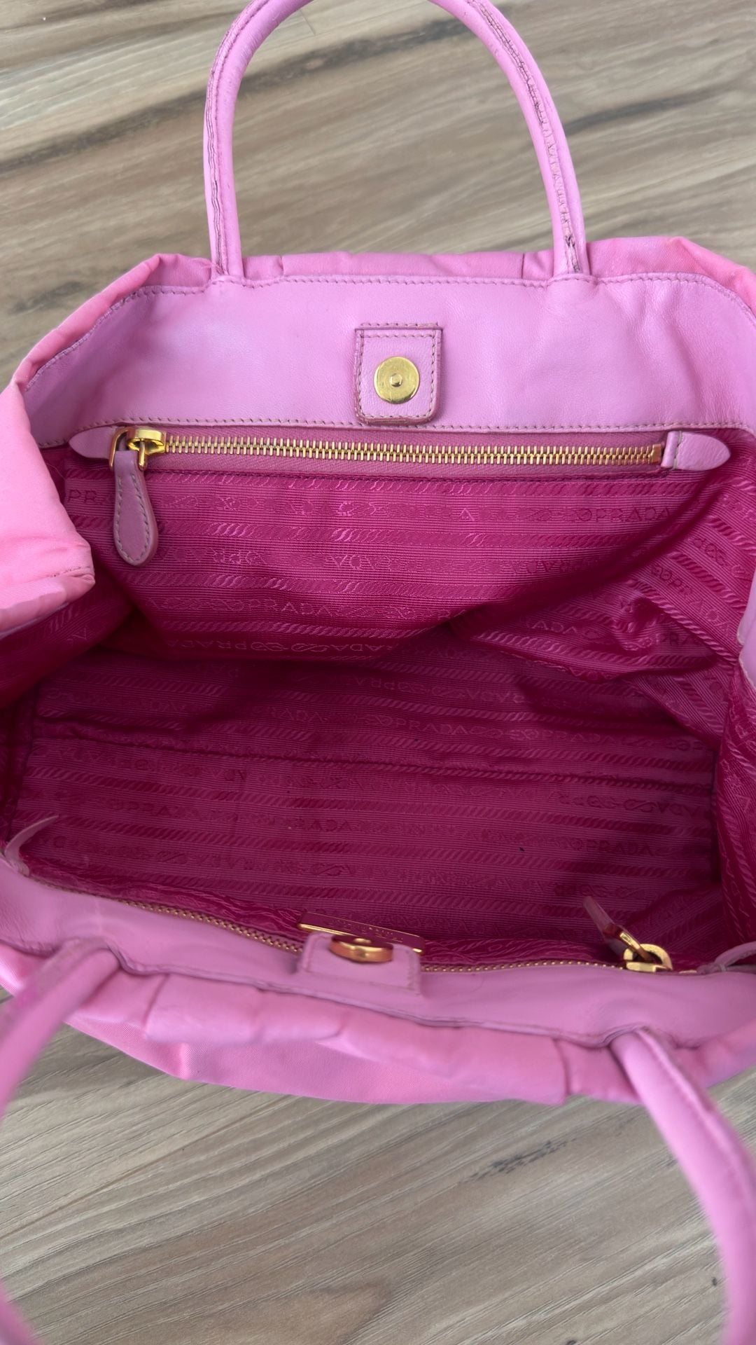 Prada Tessuto Nylon Bow Tote Bag Pink 10