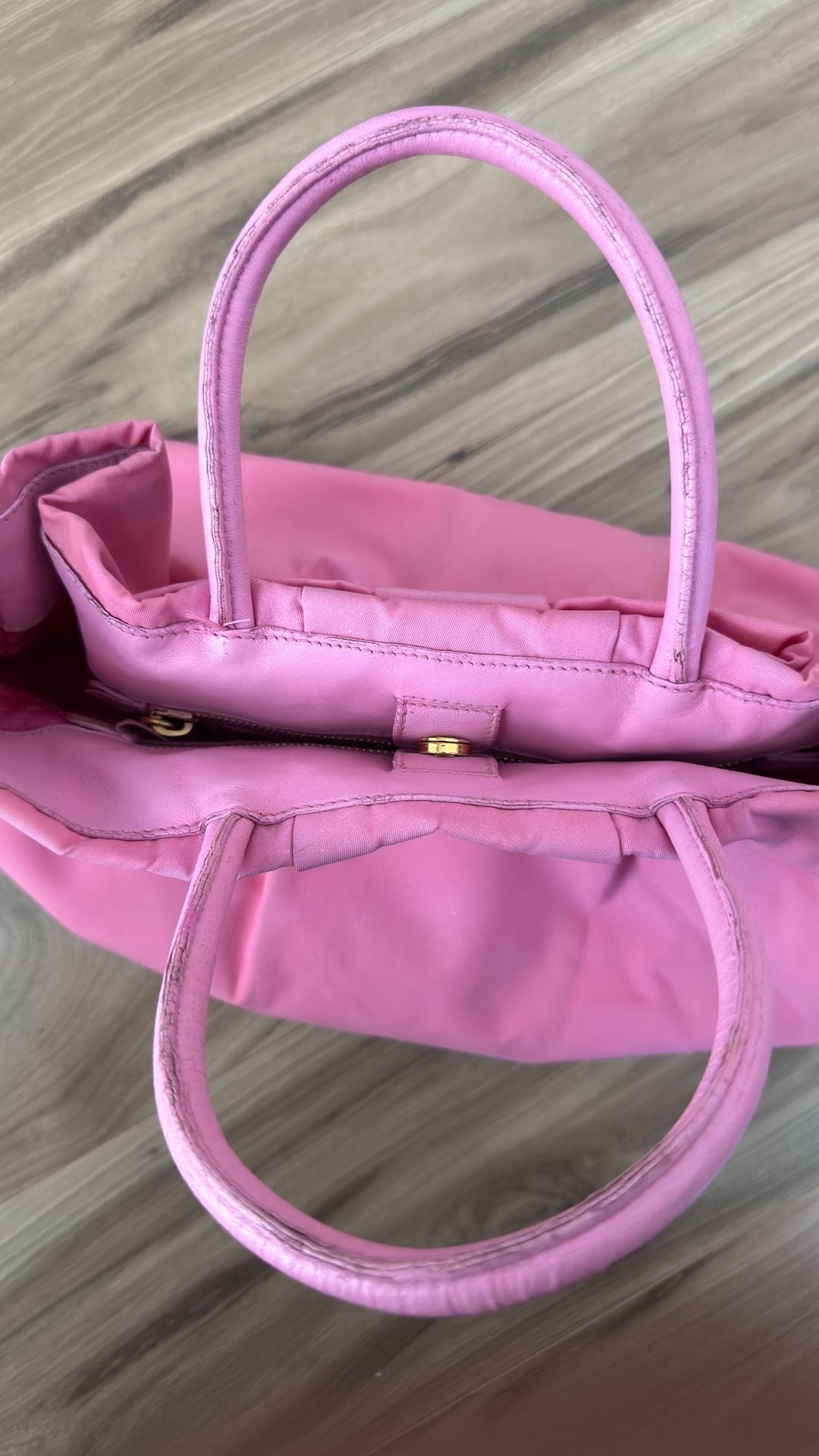 Prada Tessuto Nylon Bow Tote Bag Pink 11