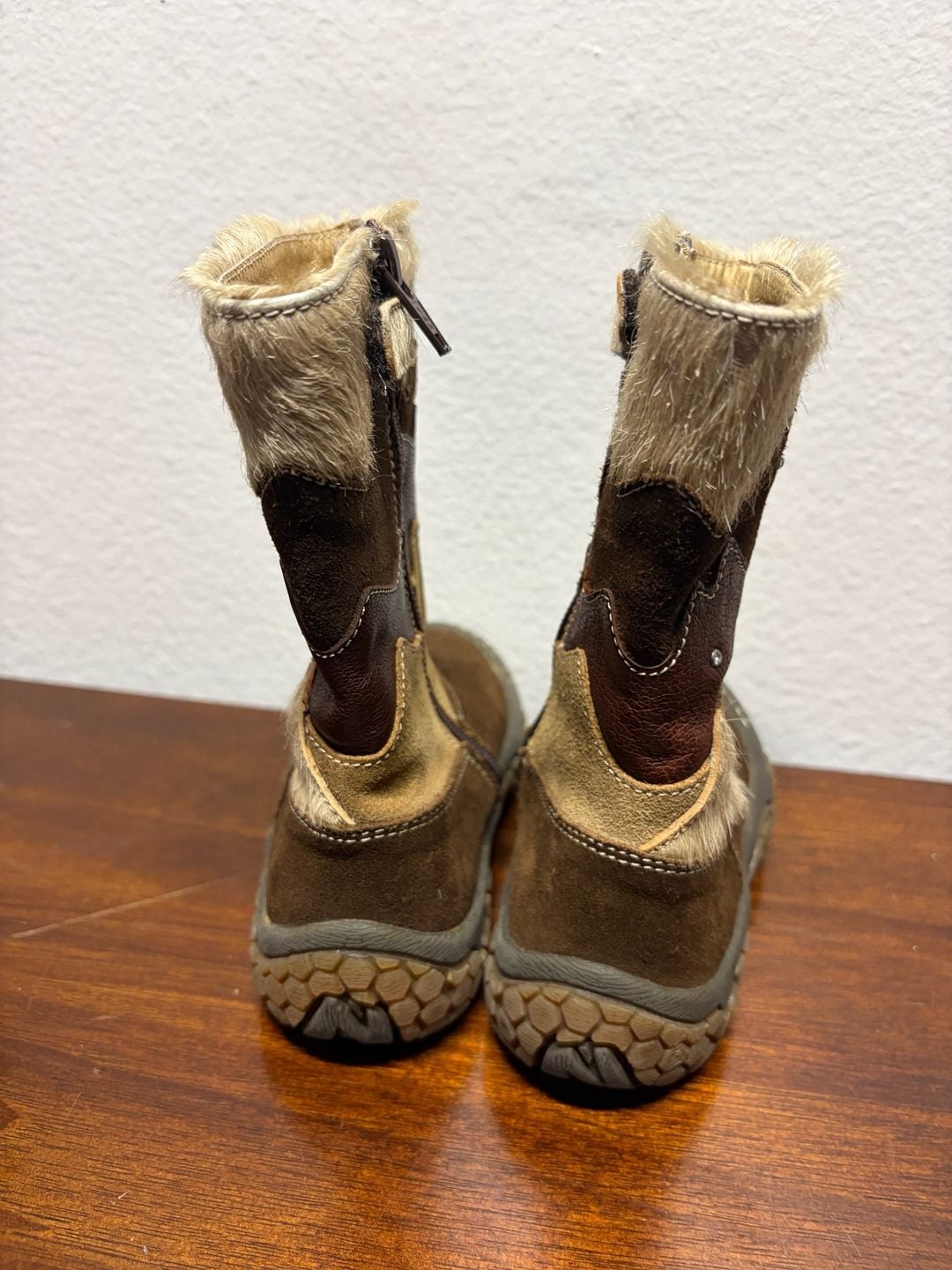 Naturino Girls Boots Size 24 Brown Leather Calf Hair Winter Snow 3