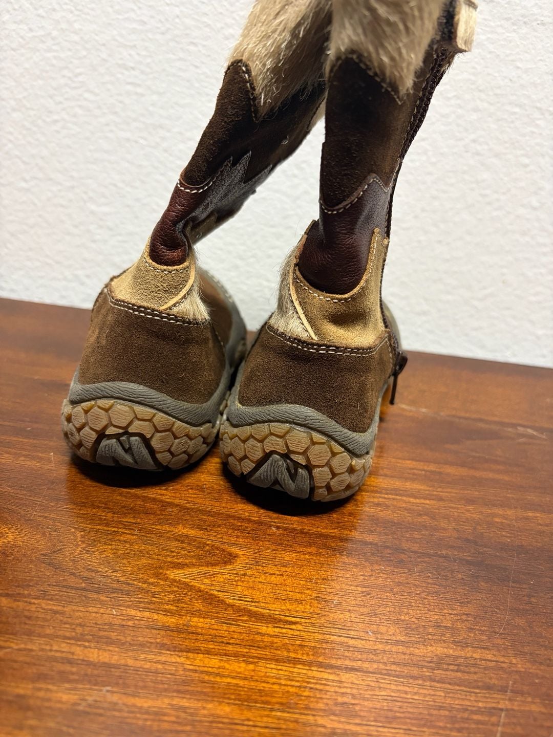 Naturino Girls Boots Size 24 Brown Leather Calf Hair Winter Snow 6
